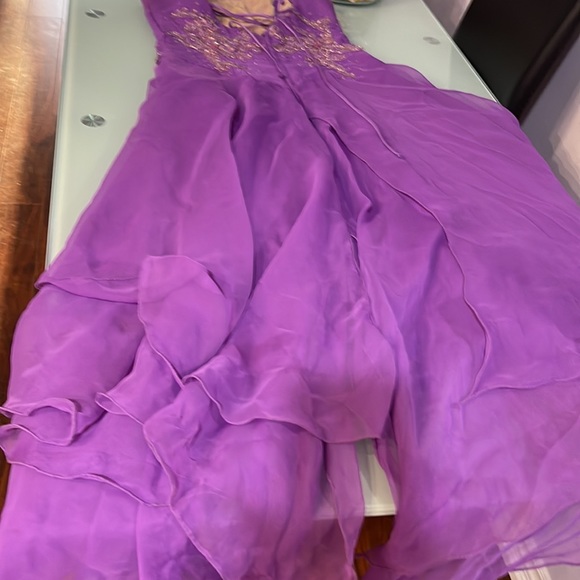 Vintage Silk Laces Layers Evening Dress - Picture 12 of 15